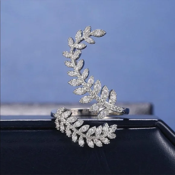 New 925 Silver Marquise Leaf Adjustable Ring - Picture 11 of 11